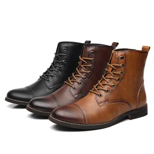 Ankle Business Leather Boots Plus-size Men's Shoes Hard Wearing  Microfiber Leather Knight Boots Winter Boots Size 38-48 for Men