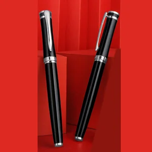 Factory Wholesale Small MOQ Custom Luxury Pen Elegant Writing Office Exhibition Gift Black Metal Roller Ball Pen Logo