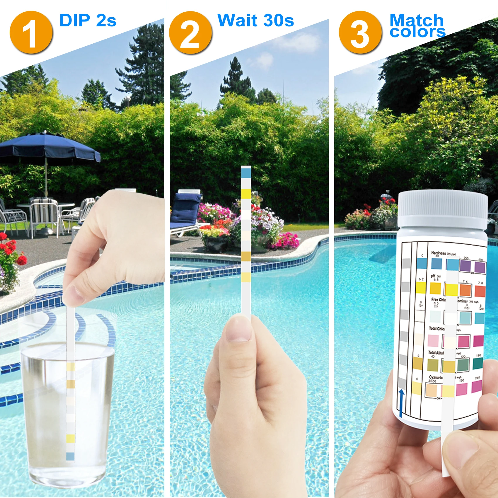 7 Way Swimming Pool Water Quality Test Strips Test Strip For Water Test ...