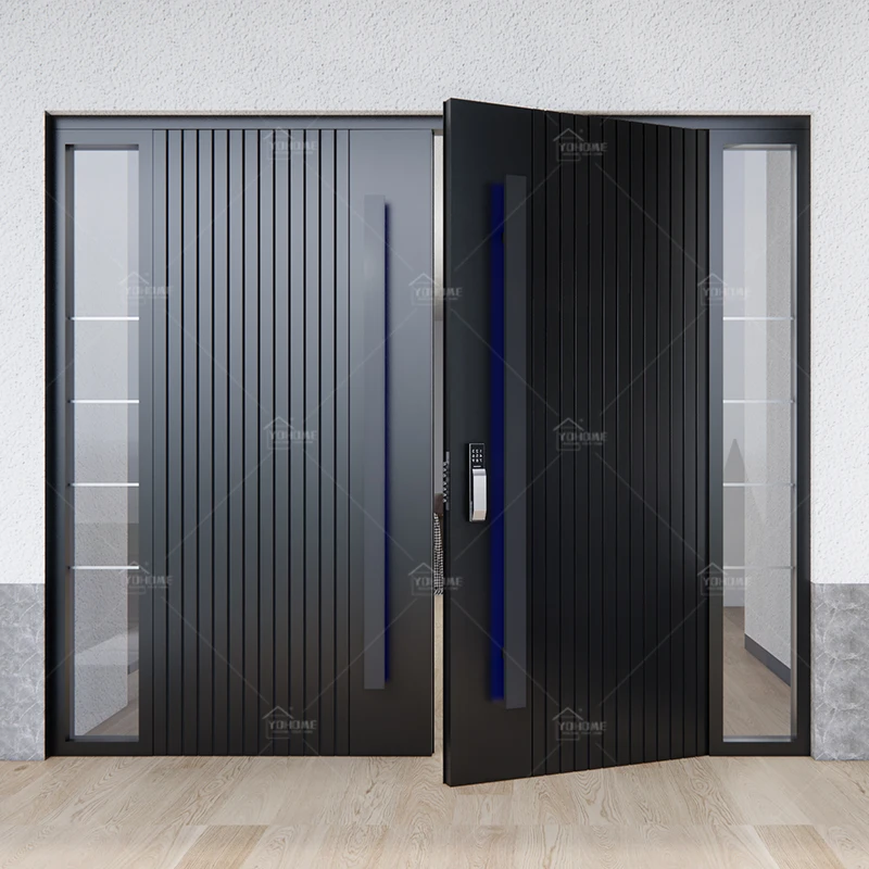 European High Standard Modern Front Double Door Designs Aluminum Exterior Double Entry Doors Front Entrance Double Door