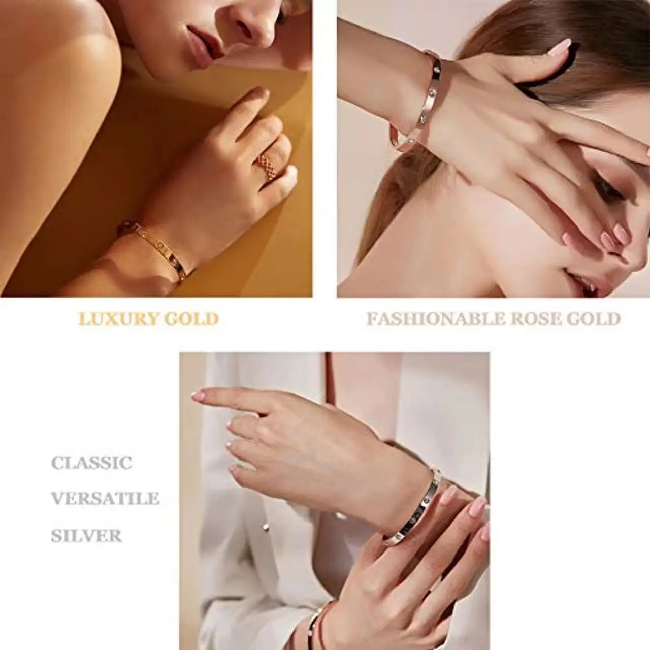Custom Word Crystal CZ Cubic Zirconia Bracelet Stainless Steel Jewelry Love Screw Bracelet Bangle
