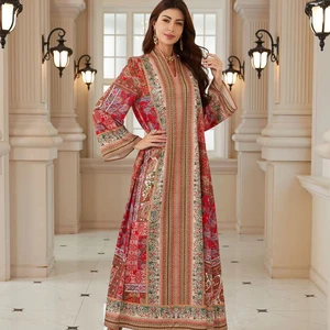 Clothing Manufacturer New Women's Clothing Middle East Dubai Robe Muslim Women Printed Pullover Elegant Ladies' Dress