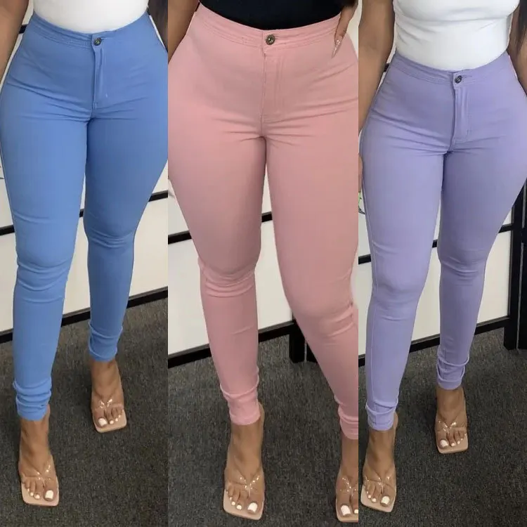 Pantalones Pitillo Ajustados Para Mujer,Hasta El Tobillo,De  Algodón,Informales,De Cintura Media,Color Caramelo,Novedad - Buy Pantalones  Para Niñas,Pantalones De Talla Grande,Pantalones De Mujer Product on  Alibaba.com