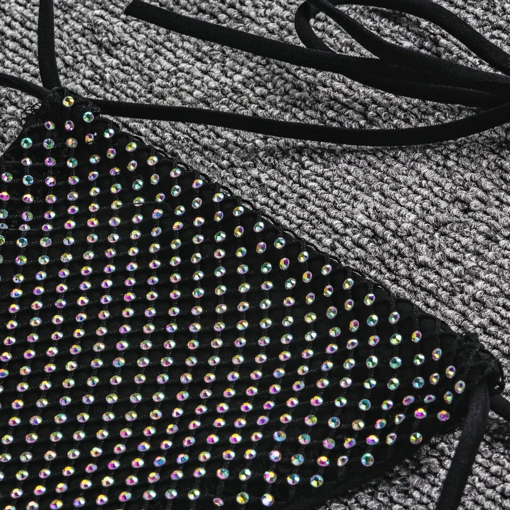 Sexy Rhinestone Push Up Bikini Micro