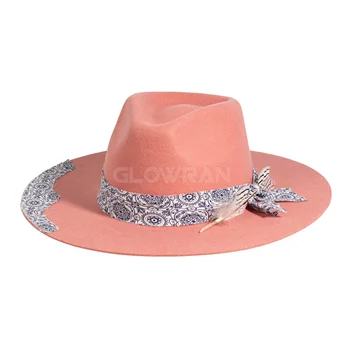 Wholesale High Quality 2023 Ladies Australia Wool Felt Fedora Hats With Feather