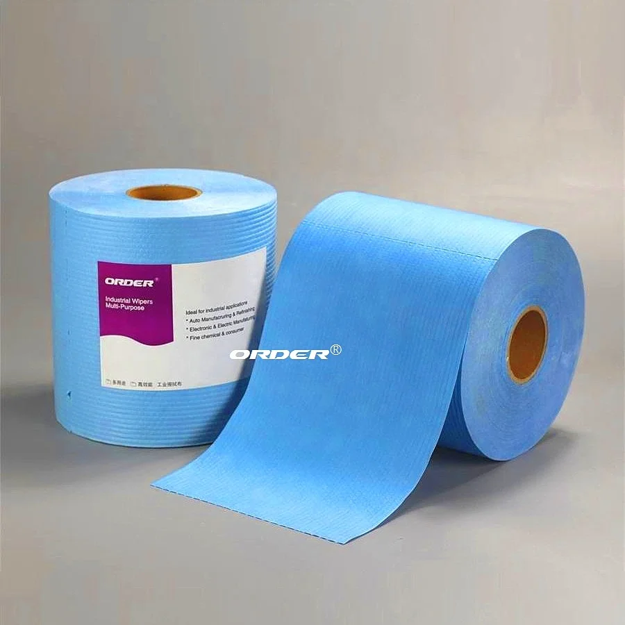 Low cost for daily use Creped cellulose pet laminated spunlace nonwoven material jumbo roll cleaning wipes