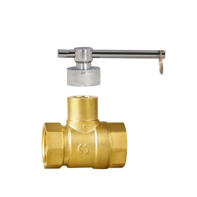 magnetic triangle lockable brass ball valve for water meter 1/2"-1"