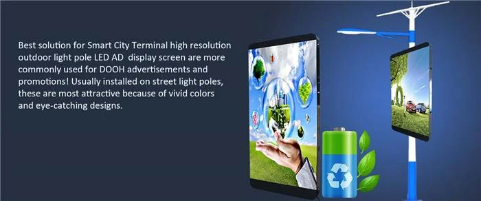 5000nits Street Led Pole Screen SMD3528 IP43 P3 P4 P5 P6 For Advertising