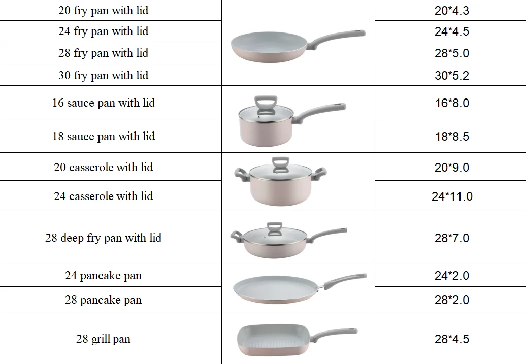 Hot Selling Cooking Pots And Pans Pink Aluminum Cookware Set Nonstick