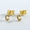 c-english letter stud earrings