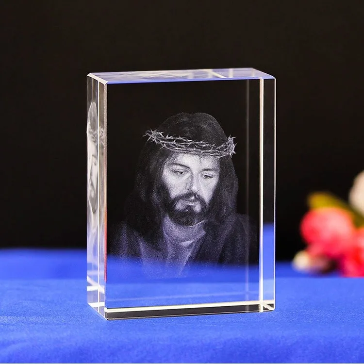 Honor of Crystal Customized Multi-pattern Cross Statue of Jesus Crystal 3D Laser Engraving for Religious Gifts