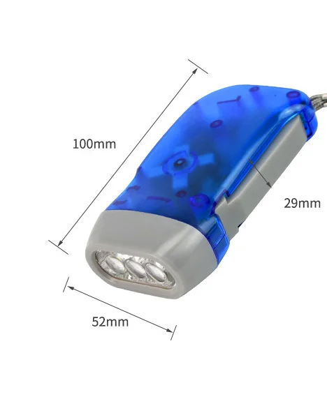 Hand Crank Dynamo 3 LED Plastic Portable Tactical Flashlight Emergency Camping Earthquake Torch Light