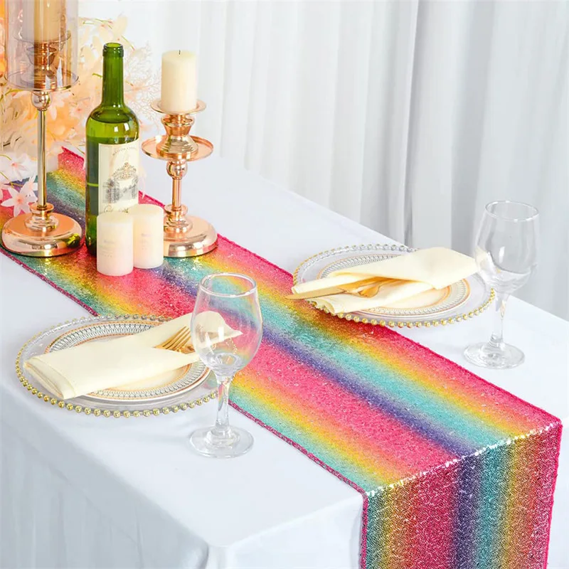 Sequin Table Runner Rainbow Glitter Table Runner Beautiful Shinny ...