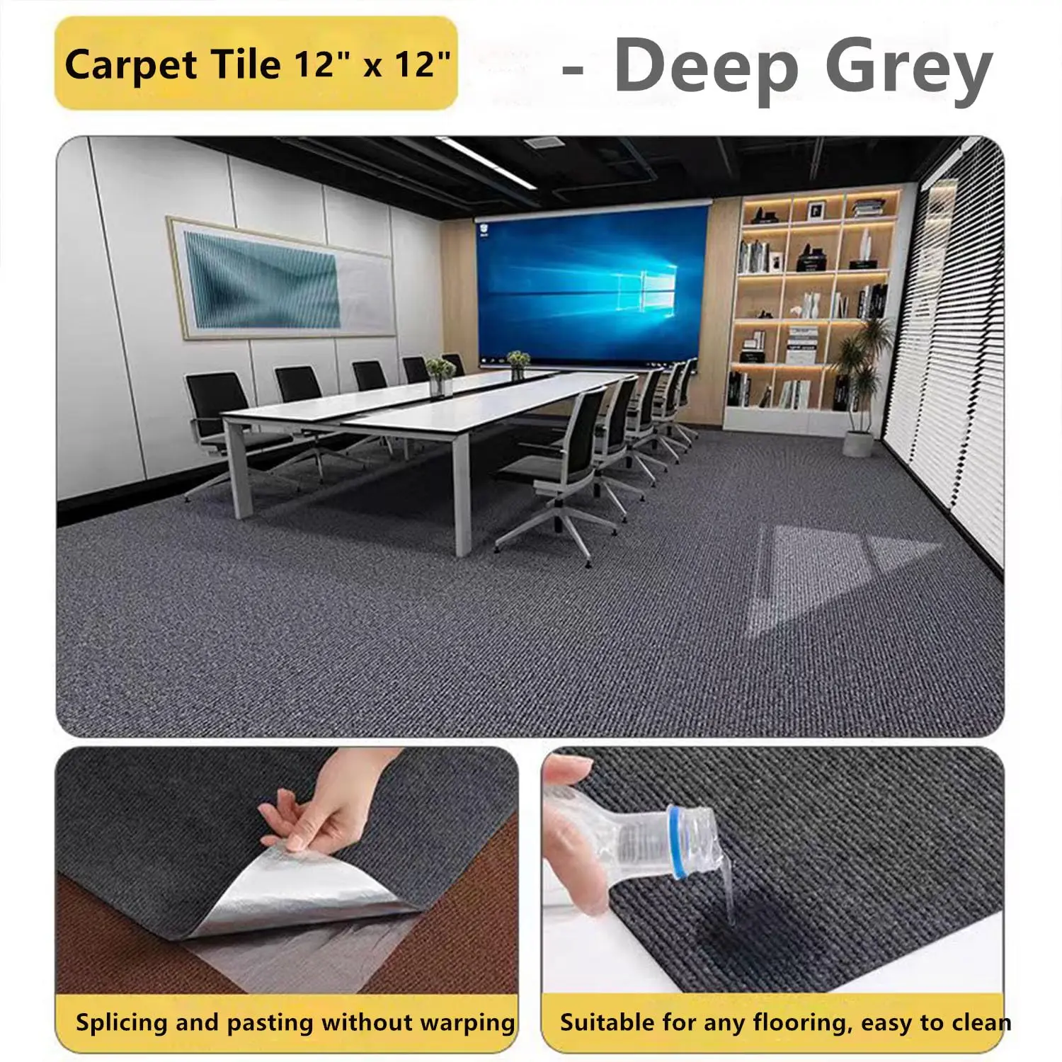 AKOLAFE 36 Pack Peel and Stick Carpet Tiles - 12x12 Self Adhesive