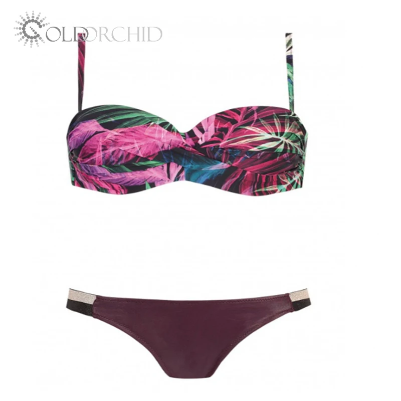 High Quality Summer Snake Print 2 Piece Bikini Swimwear Beachwear for Mature Women