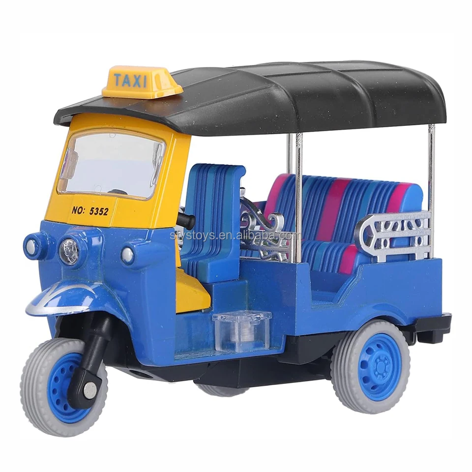 Children Tricycle Vehicle Toy Simulation Pull Back Thai Tricycle Alloy Tuk Tuk Car Model Toy
