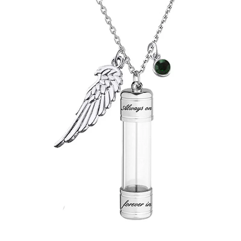Engraving Openable Glass Vial Pendant Necklace Women Memorial Ashes Bottle Cremation Urn Memorial Gifts Jewelry For Pet Human