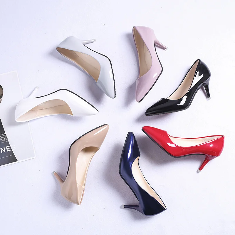 Professional Work Single Leather Shoes Shallow Mouth Pointed High Heels All match Women s Shoes Alibaba