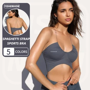YISHENHON Slimming Thin Strap Bra Gym Fashion Female Padded Women Solid Color Deportes Bras Ladies Clothing Tops Supplier