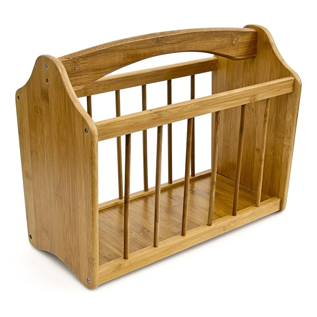 Magazine Rack Made of Robust Bamboo with Handle Space-Saving Magazine Rack Stand Holder for Transporting Newspapers, Newsletters