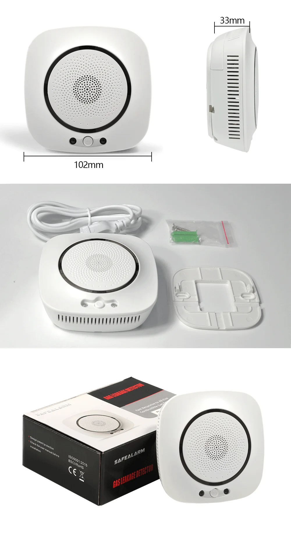 Tuya Smart Home 220v Ac Independent Wifi Natural Lpg Ch4 Fixed Multi