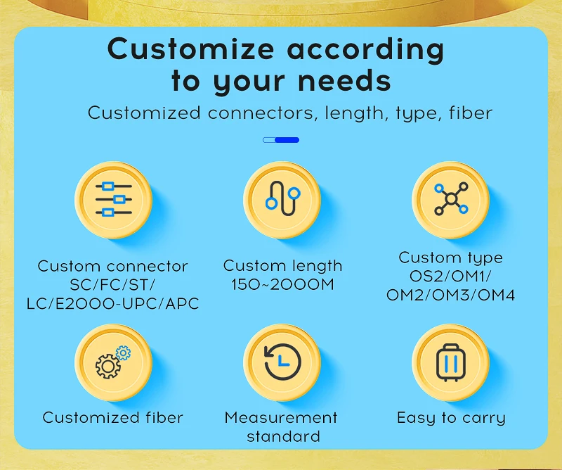 COMPTYCO AUA-20 SC/FC/ST/LC-UPC/APC OTDR Test extension line Customized length/Type/Connector Fiber Optic OTDR Launch Cable Box details