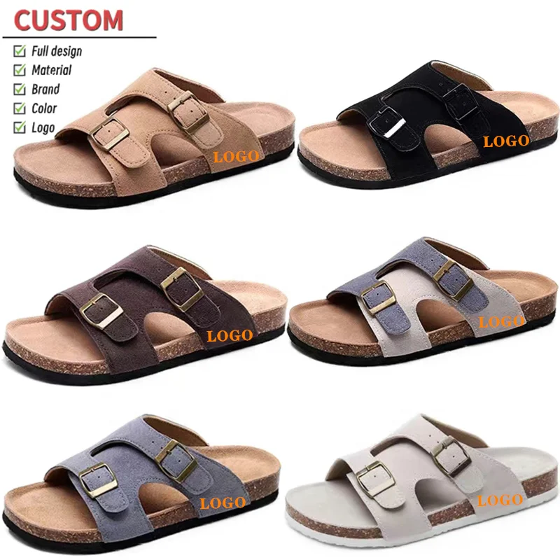 Comwarm Fashion Women's Suede Mules Slippers Men Clogs Cork Insole Sandals  With Arch Support Outdoor Beach Slides Home Shoes - AliExpress