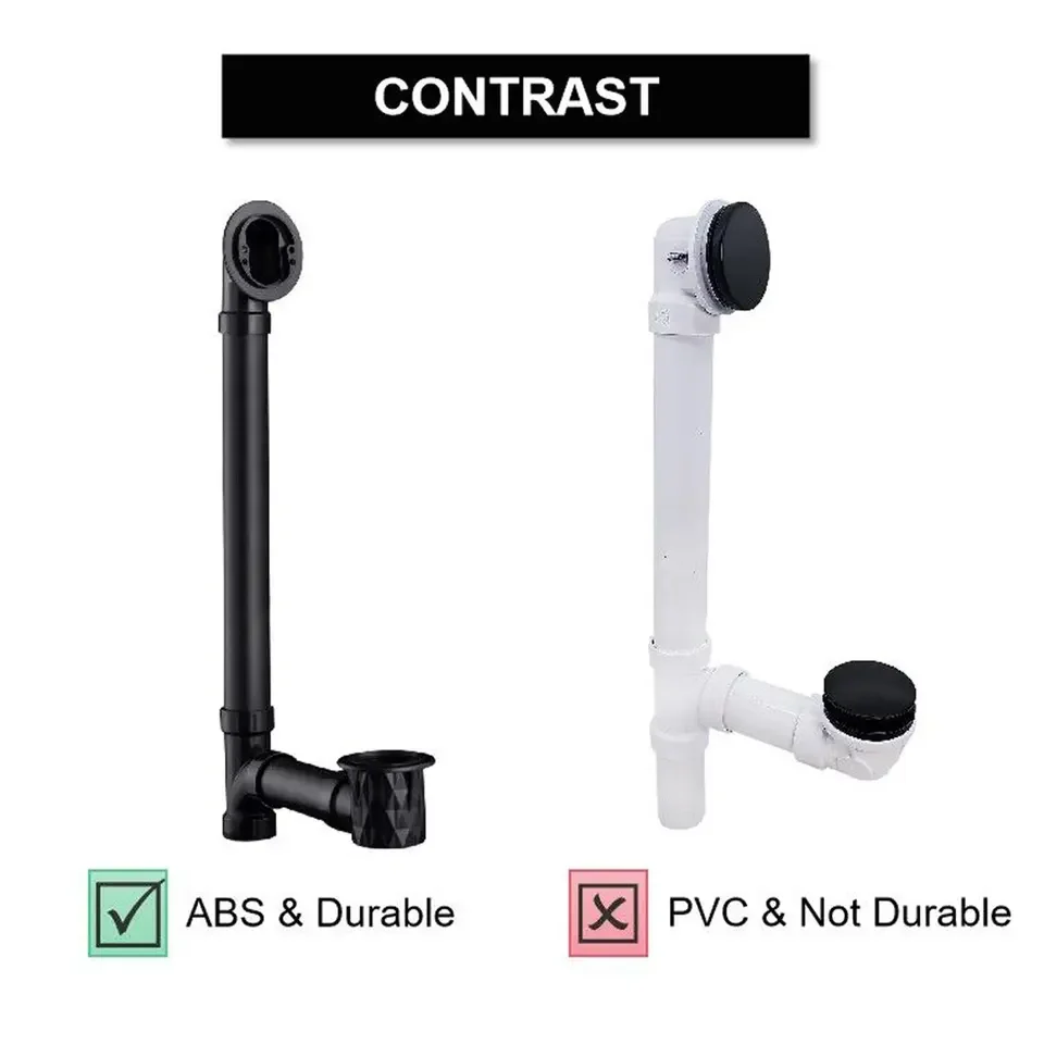 Bathtub Tubular Tub Drain Kit Waste&overflow Fit 11/2inches Black Fine