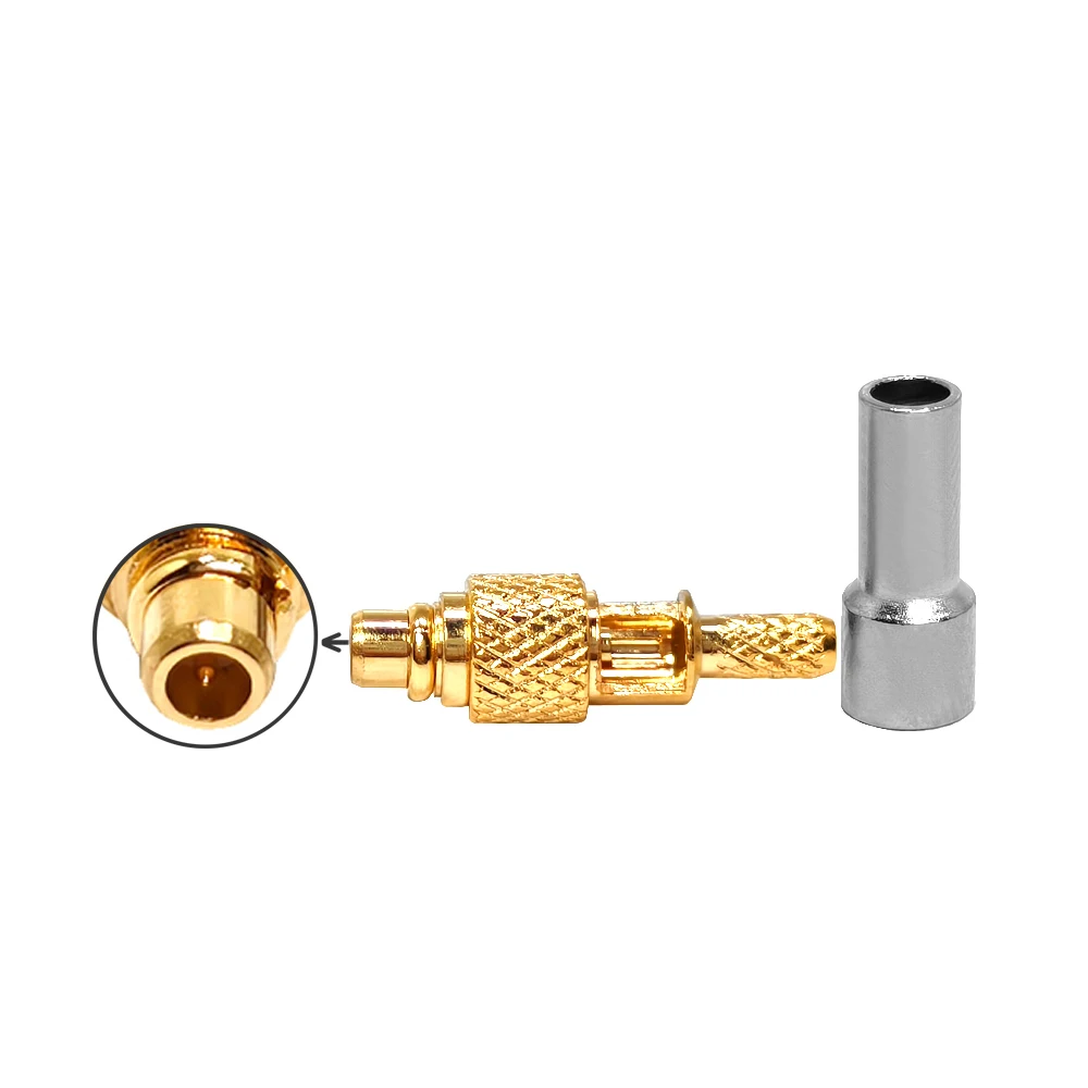 MMCX Male Straight Connector for Rg178 Cable Gold Plated 50ohm Crimp Type MMCX Male Straight Connector