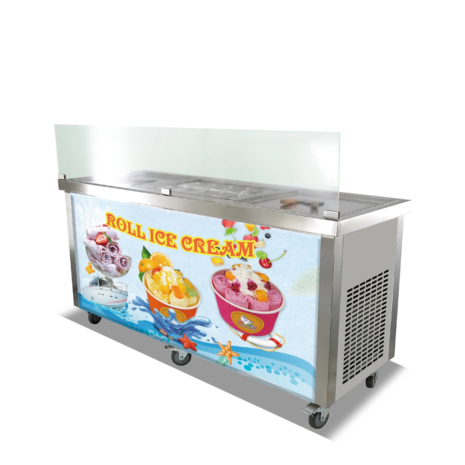 Big Rectangle Ice Pan Fried Ice Cream Roll Machine - China Fried Ice Cream  Machine, Roll Ice Cream Machine