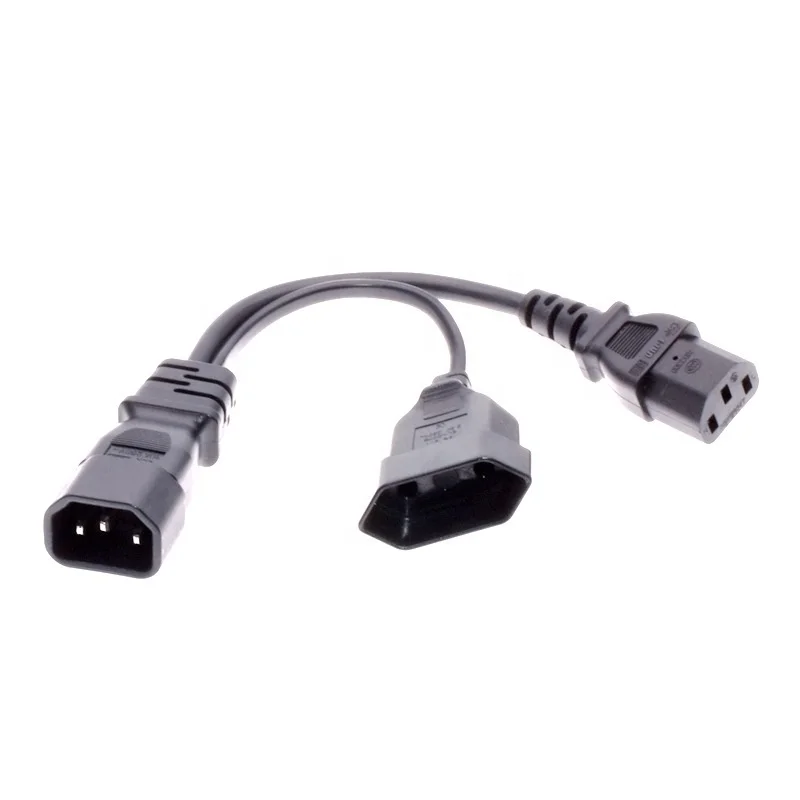 50cm UPS PDU Server Y Splitter Power Cord IEC320 C14 to 2 X C13 10A 250V Extension Cable 3X18AWG