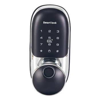 Impact resistant apartment  wifi smart door lock ttlock app biometric fingerprint door lock black handle lock