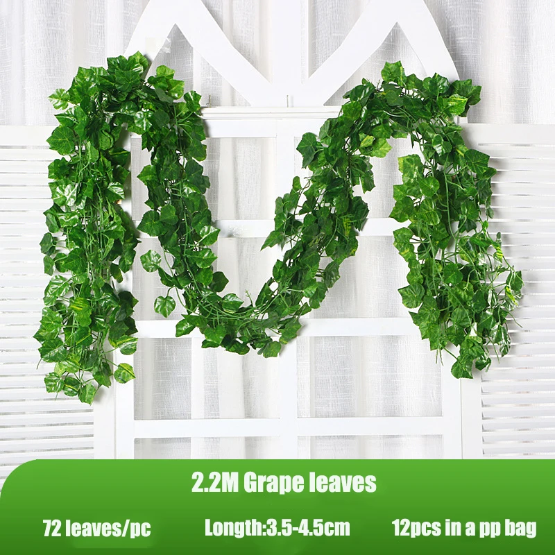 1/2/3/4/6/12Pcs 2.2 Meters Fake Ivy/Vines Leaves Artificial Ivy