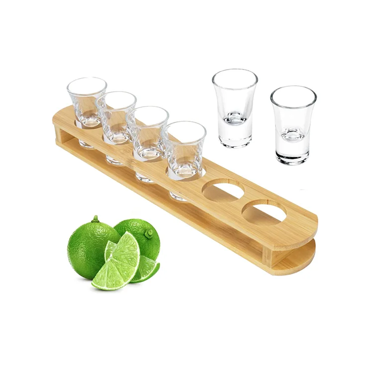 Plateau En Bois Pour Verres à Shot De Tequila - Avec Bord De Sel, 20x30cm, Idéal Pour Fêtes