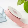 25mm bean paste pink polka dot wavy edge [10 yards]