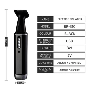 RB-3009 Rechargeable 3 in 1 Electric Shaver Beard Hair Trimmer For Nose Cuts Micro Nose Ear Eyebrow Trimmer For Men