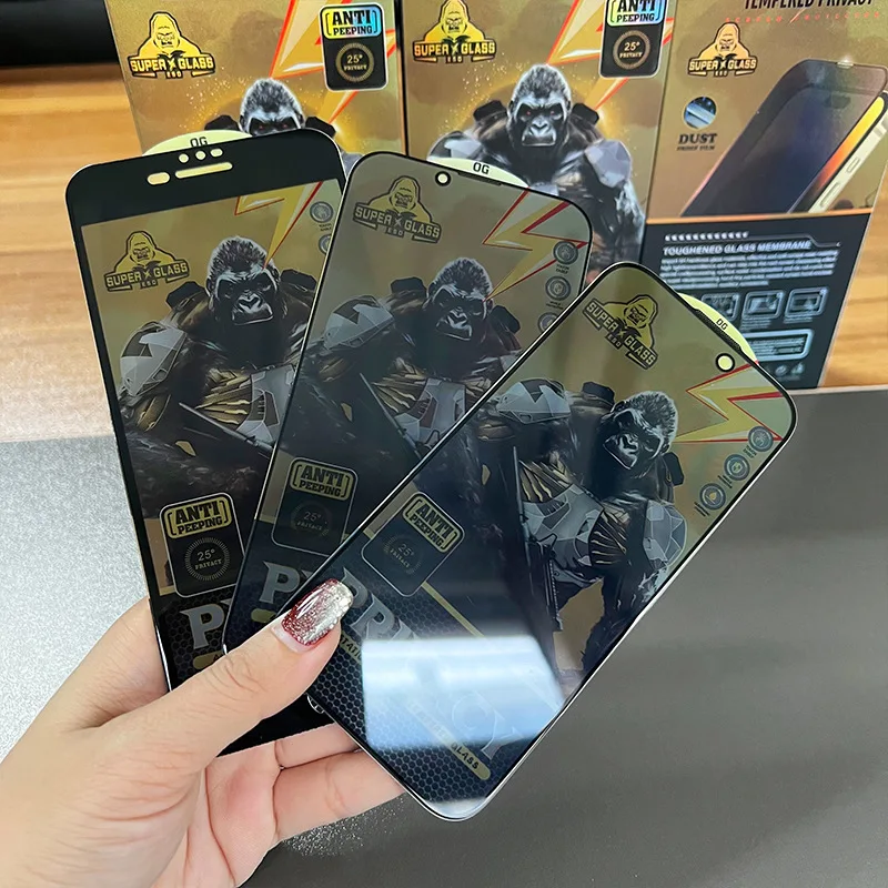 Premium Full Glue Privacy Tempered Glass 9H Anti Scratch Screen Protector ESD Anti Static Film For iPhone 15 Pro Max