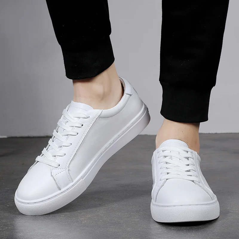 OEM ODM High Quality Customized Logo Genuine Leather White Trainers Sneakers Design Skateboard Casual Men Custom Shoes