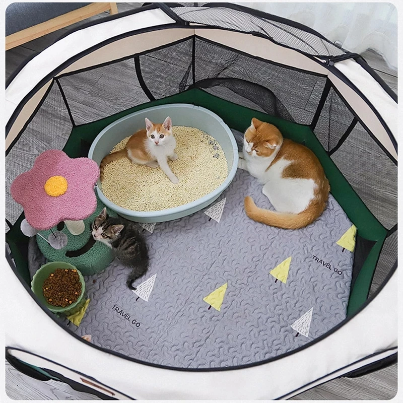 Portable Folding Pet Tent Dog House Octagonal Cage For Cat Tent Playpen Puppy Kennel Easy Operation Fence Outdoor Big Dogs House factory