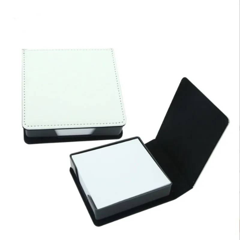 Design Square Sticky Notepad Holder Customized Logo Memo Pad Box Blank Sublimation Pu Leather Sticky Notes Box
