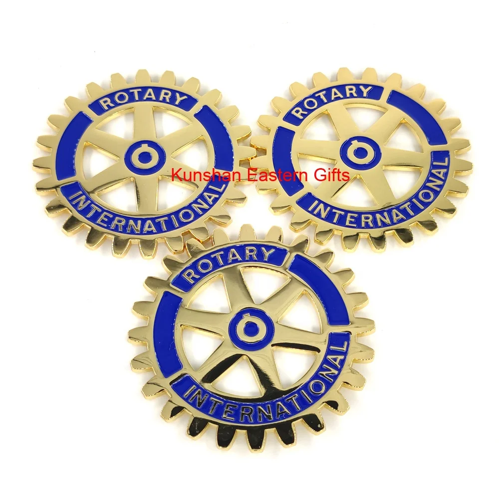 Металлическая Эмблема для вращающегося клуба 3 дюйма Золотая вращающаяся автомобиля полированная