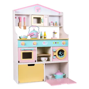 Eduland Children's Refrigerator Kitchen Large Parent-child Early Education Wooden Simulation  House Educational Toys Gift