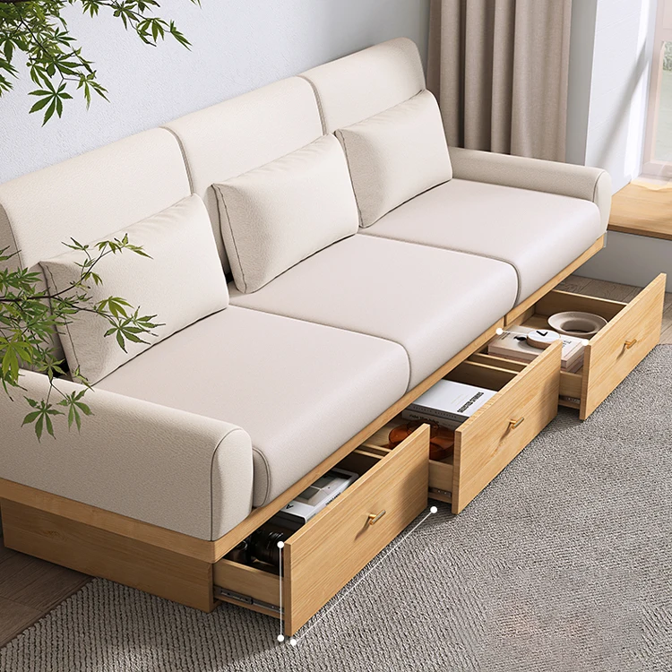 New Design Futon Sofa Set Minimalist Living Room Wooden Furniture