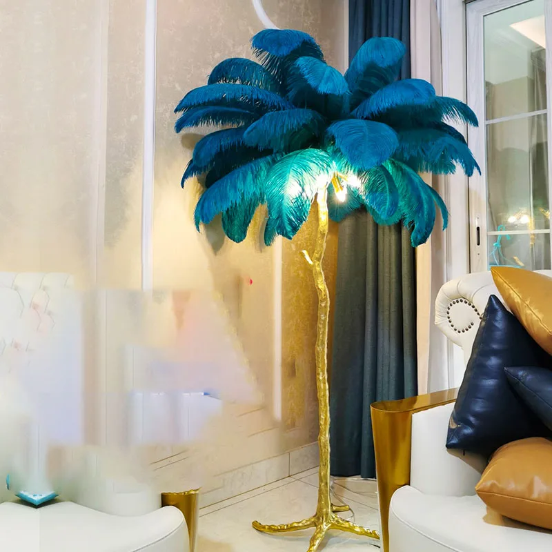 
 Самый популярный большой красочный медный напольный светильник с пером  