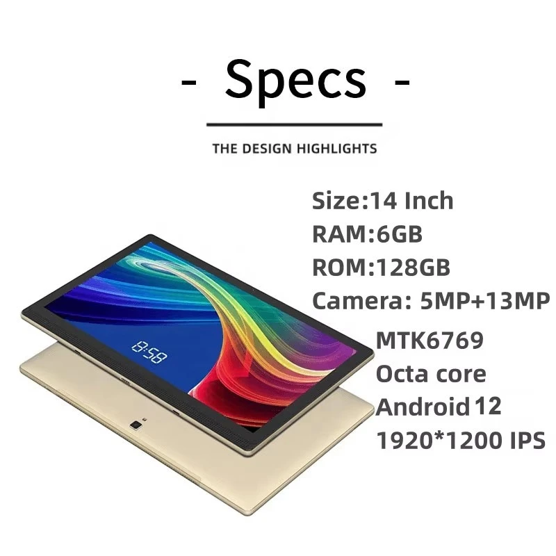 14インチビッグサイズAndroid 12.0タブレットPC 4G LTE MTK6769