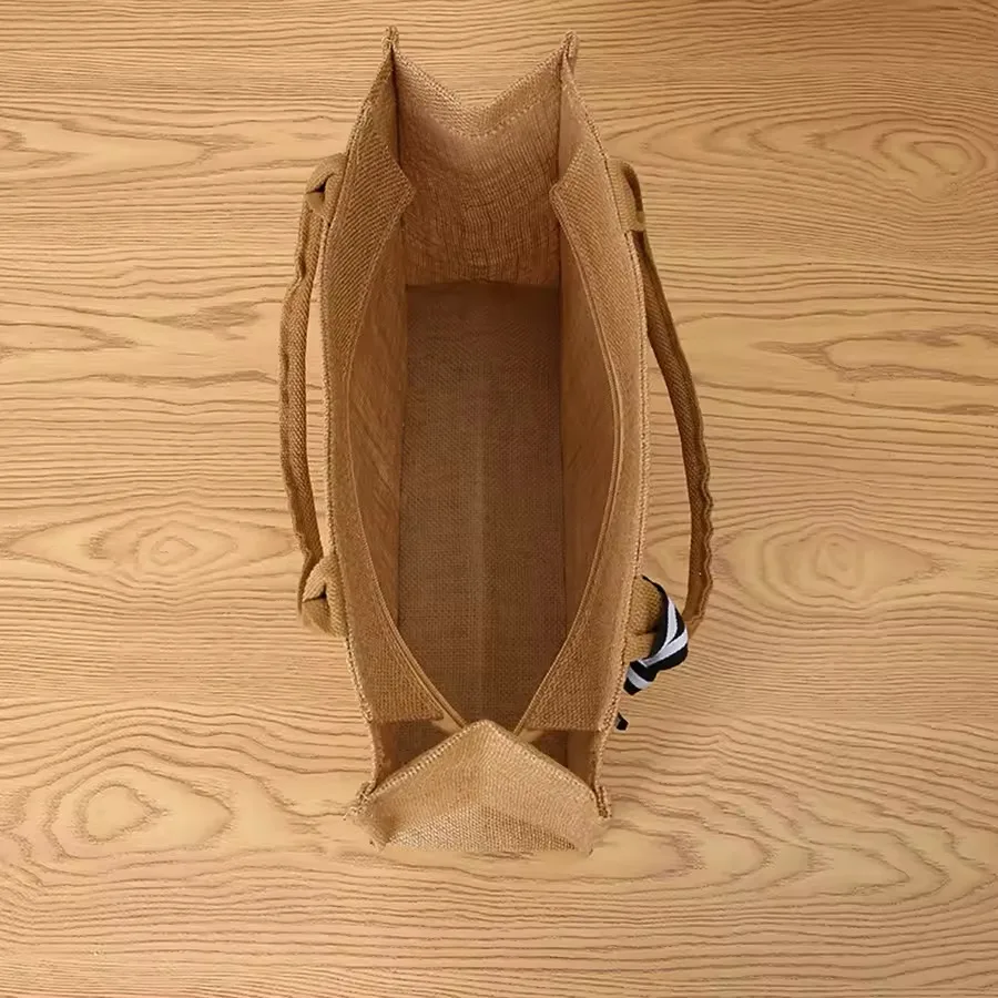 High Quality Burlap Styles Wholesale Eco-Friendly Large Natural Burlap Bags Jute Tote Bag Custom Logo Color Printed for Gifts details