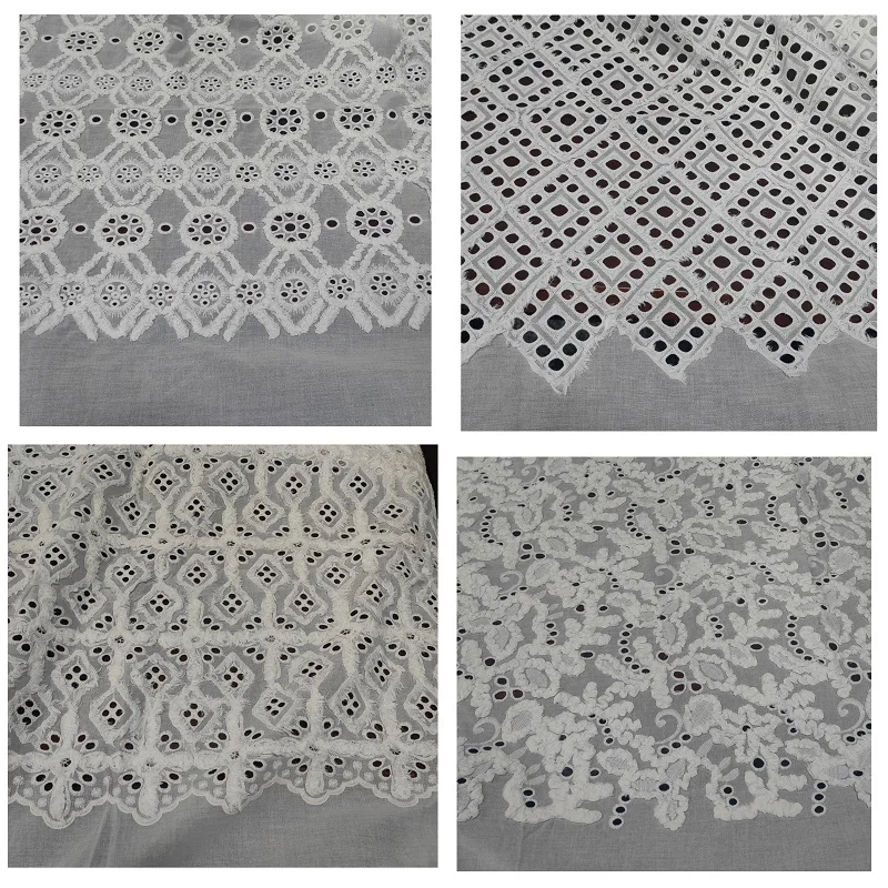 White Color High Quality Eyelet Fabric Cotton Dry Lace Fabric 100 ...