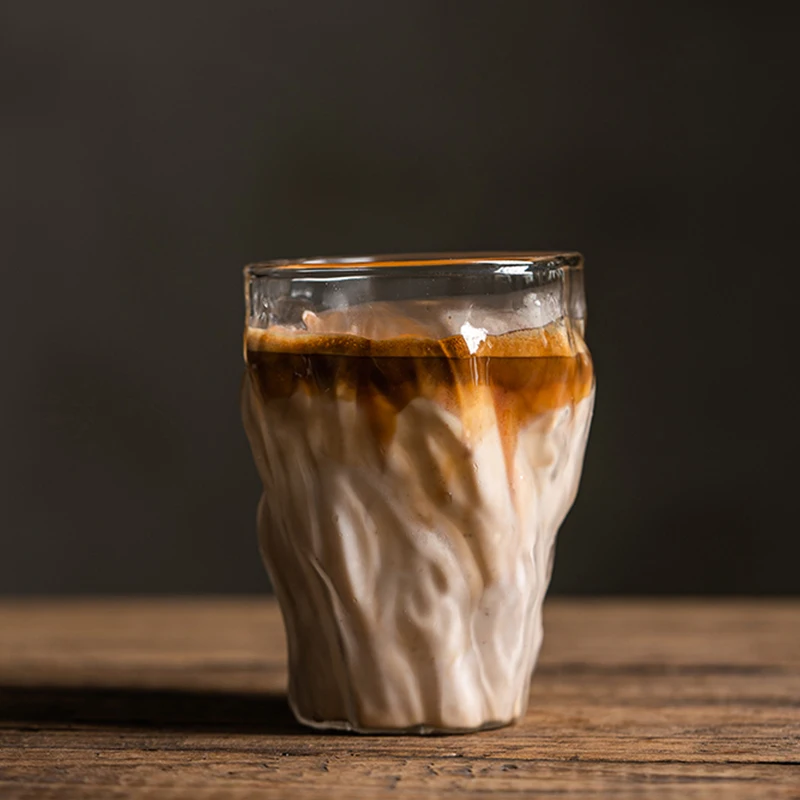 2024 Creative Clear 330ml Crystal Glass Coffee Cup with Gold Rim Drinking Glasses Water Milk Juice Coffee Mug
