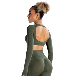 New Style Solid Drawstring Yoga Wear Sets High Quality Quick Dry Spandex/Nylon 2-Piece Active Wear for Women