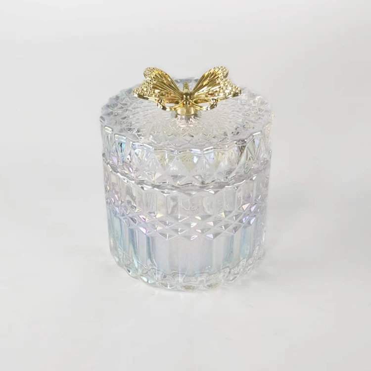 Luxury Custom Coloured Iridescent rainbow Glass Candle Jars| Alibaba.com